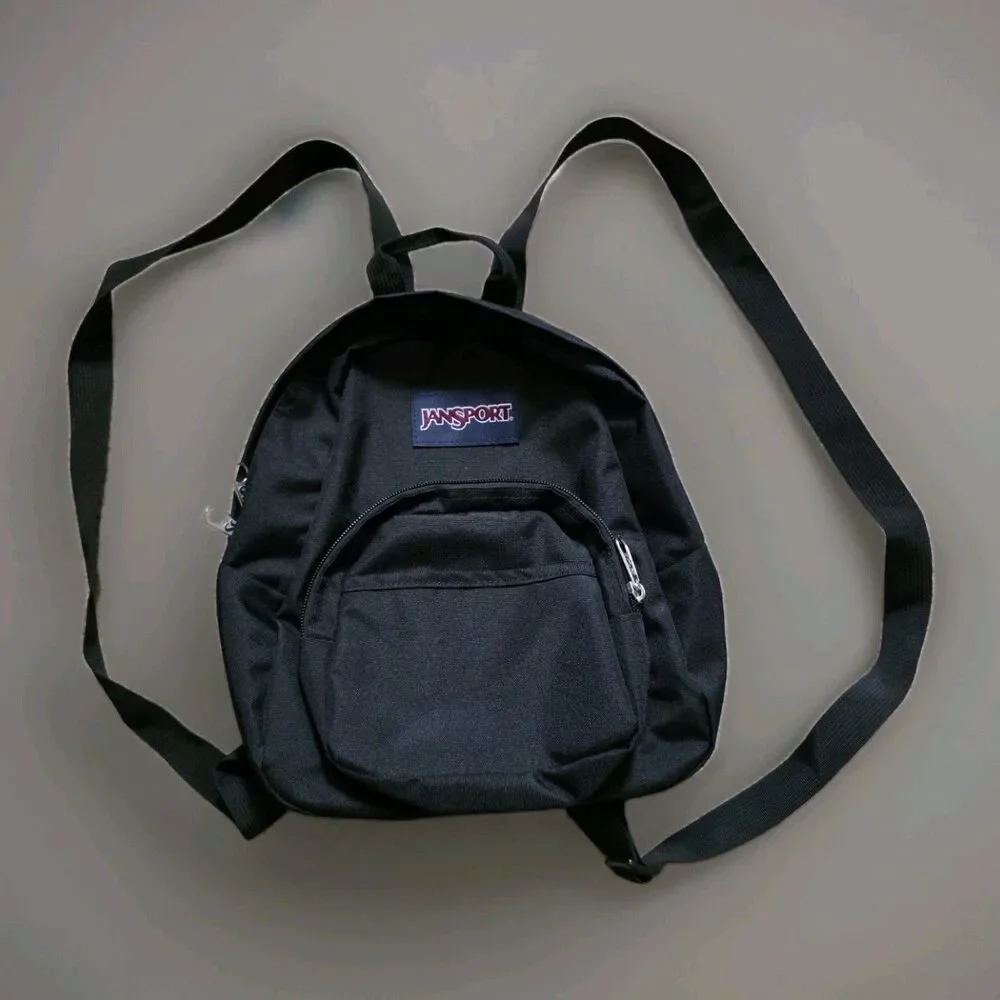 JanSport Half Pint Mini Backpack 10.2 L Bag Purse Black Travel Adjustable Strap